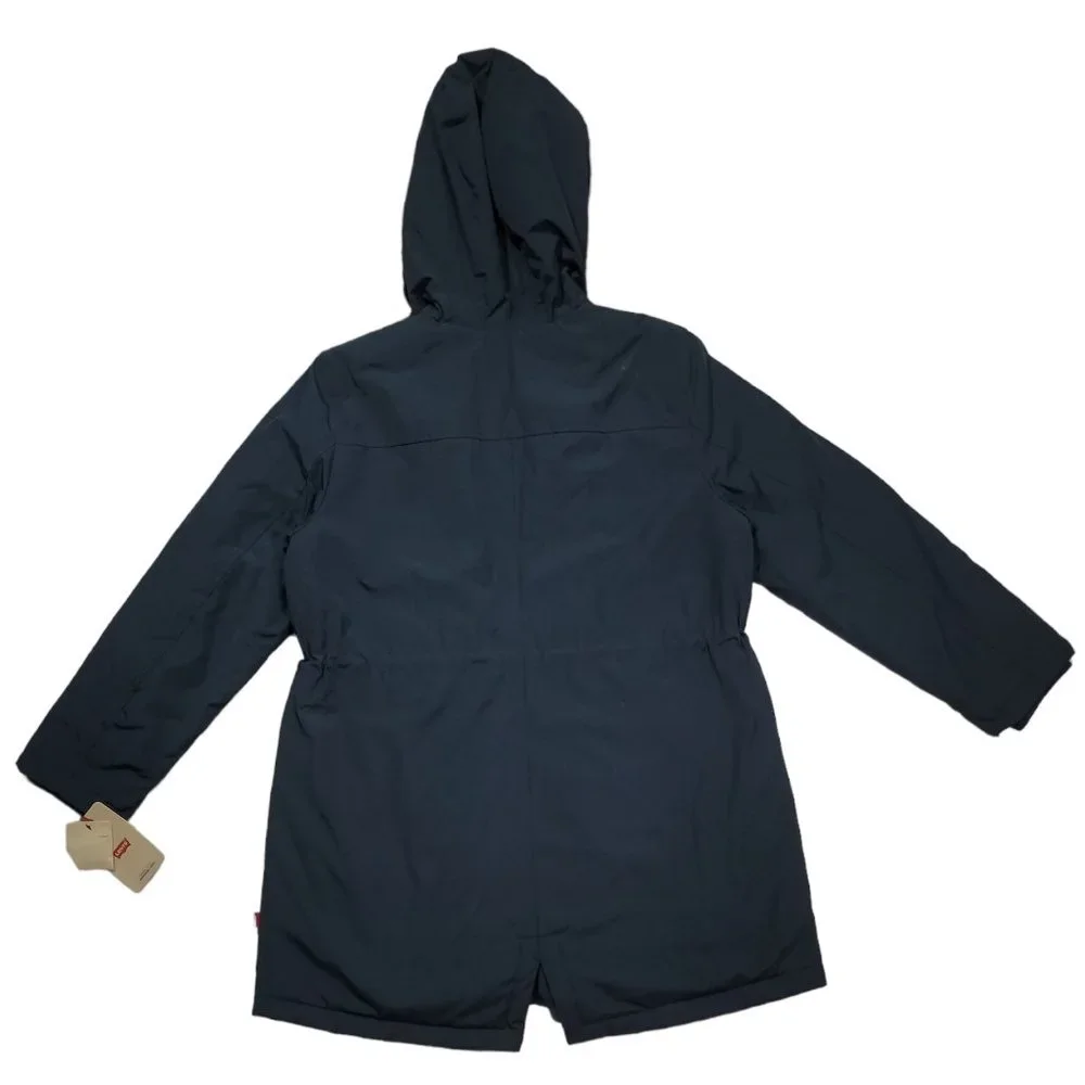Levis Womens Faux Fur Lined Hooded Parka Jacket Navy Sz XL - Picture 9 of 10